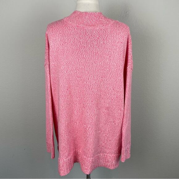 Talbots Pink Red Cable Knit Cotton Blend  Mock Neck Sweater 2X - Picture 7 of 9